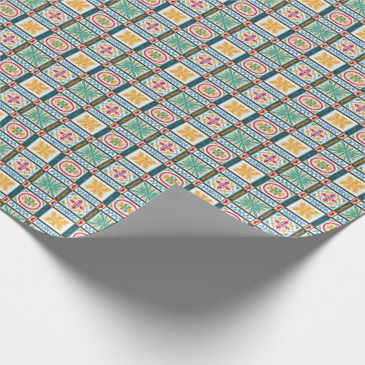 Italiaanse Majolica borduurwerk: mediterrane bloem Cadeaupapier (Hoek)