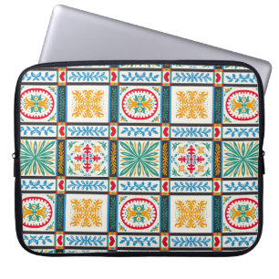 Italiaanse Majolica borduurwerk: mediterrane bloem Laptop Sleeve