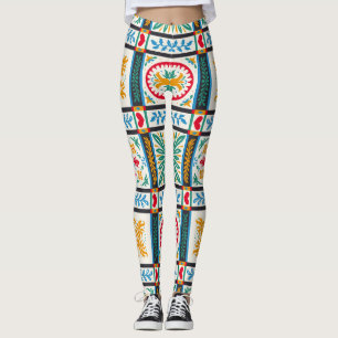 Italiaanse Majolica borduurwerk: mediterrane bloem Leggings