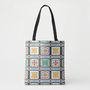 Italiaanse Majolica borduurwerk: mediterrane bloem Tote Bag