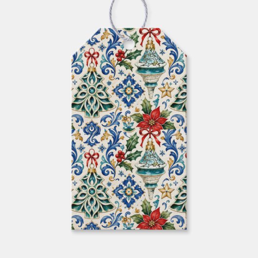 Italiaanse Majolica Kerstcadeautags Cadeaulabel (Voorkant)