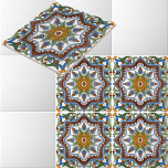 Italiaanse Majolica Pattern Repro Tegeltje<br><div class="desc">Dit digitaal verbeterde patroon is afgeleid van een antiek majoliapatroon tussen 1890 en 1920. U kunt de achtergrondkleur aanpassen.</div>