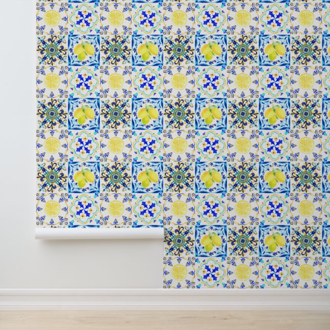 italiaanse majolica stijl citroen Tegel Behang (Applicatie)