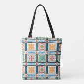 Italiaanse majolica-tegel. borduurwerk met bloemen tote bag (Achterkant)