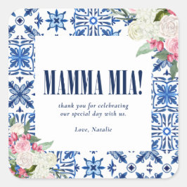 Italiaanse mamma Mia Favors Vierkante Sticker