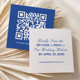 Italiaanse marineblauwe trouw-RSVP-kaart QR-code Informatiekaartje