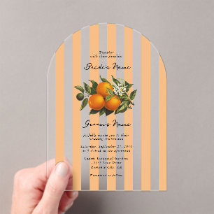 Italiaanse Mediterraanse Citrus Sinaasappels Bruil Acryl Uitnodigingen