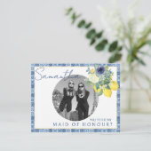 Italiaanse mediterrane citroen Maid of Honor foto Bedankkaart (Staand voorkant)