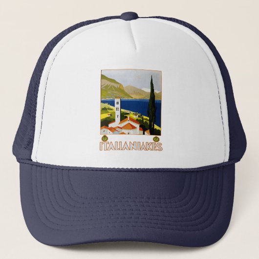 Italiaanse Meren Vintage Reizen Italië Trucker Pet (Voorkant)