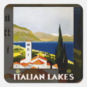 Italiaanse Meren Vintage Reizen Italië Vierkante Sticker