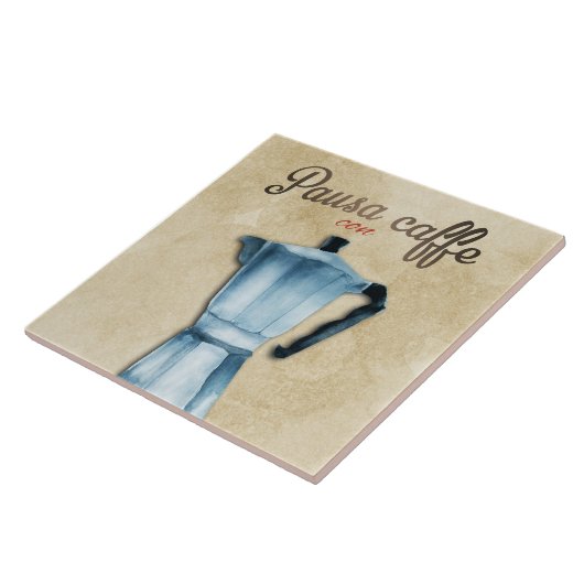 Italiaanse Moka Coffee Pot Waterverf Art Tegeltje (Zijkant)