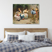 Italiaanse naaister vrouwen en een jongen genieten canvas afdruk (Insitu (Slaapkamer))