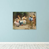 Italiaanse naaister vrouwen en een jongen genieten canvas afdruk (Insitu (Houten vloer))