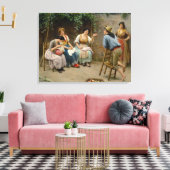 Italiaanse naaister vrouwen en een jongen genieten canvas afdruk (Insitu (Woonkamer))