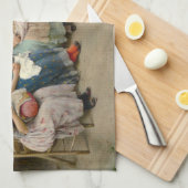 Italiaanse naaisters en een jongen hebben een goed theedoek (Quarter Fold)