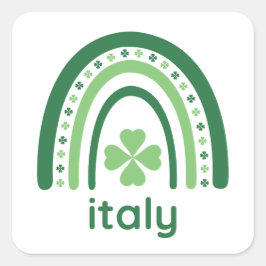 italiaanse naam Clover Boho Rainbow Vierkante Sticker
