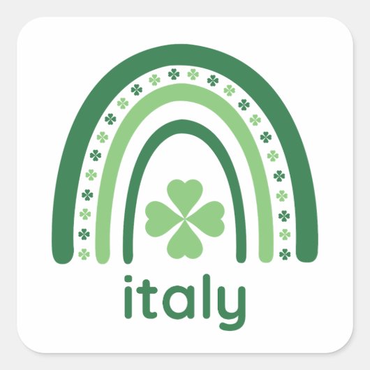 italiaanse naam Clover Boho Rainbow Vierkante Sticker (Voorkant)