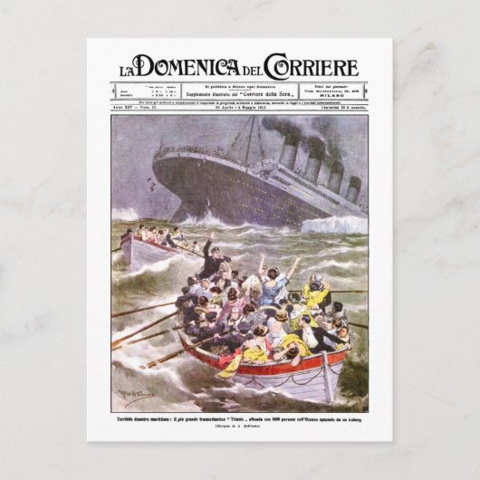  ITALIAANSE NEWSPAPER TITANIC SINDING BRIEFKAART (Voorkant)