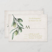 Italiaanse Olijfbijtak Wedding RSVP (Voorkant / Achterkant)