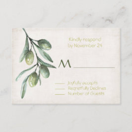 Italiaanse Olijfbijtak Wedding RSVP Kaartje