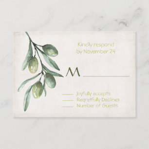 Italiaanse Olijfbijtak Wedding RSVP Kaartje