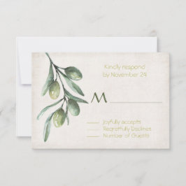 Italiaanse Olijfbijtak Wedding RSVP Kaartje