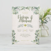 Italiaanse Olijfbranche Wedding Invitations Kaart (Staand voorkant)