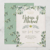 Italiaanse Olijfbranche Wedding Invitations Kaart (Voorkant / Achterkant)