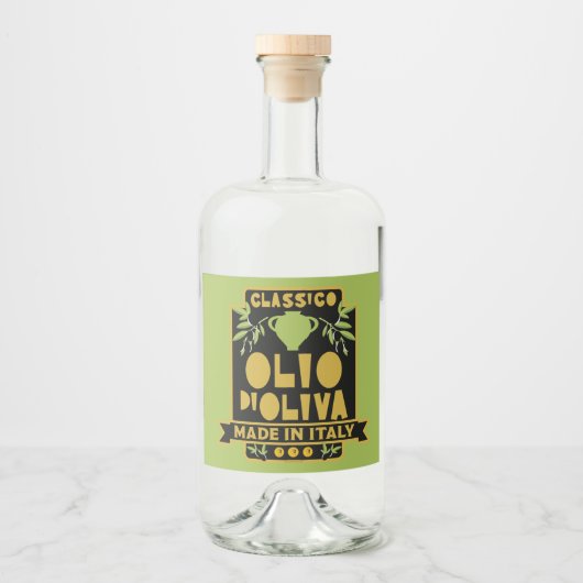 Italiaanse Olijfolie Wall Art Likeurfles Etiket (Voorkant)