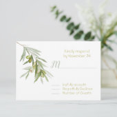 Italiaanse olijftak bruiloft RSVP (Staand voorkant)