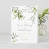 Italiaanse Olijftak Huwelijksuitnodigingen Kaart (Staand voorkant)