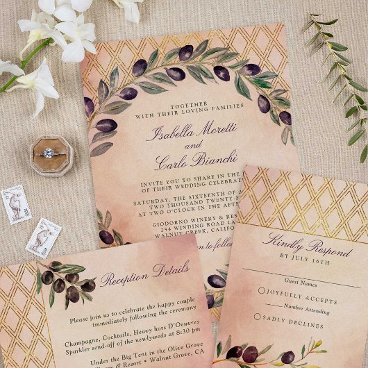 Italiaanse olijftakken Dank u kaart