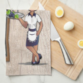 Italiaanse paddenstoel en spinazie die keukenhandd theedoek (Quarter Fold)