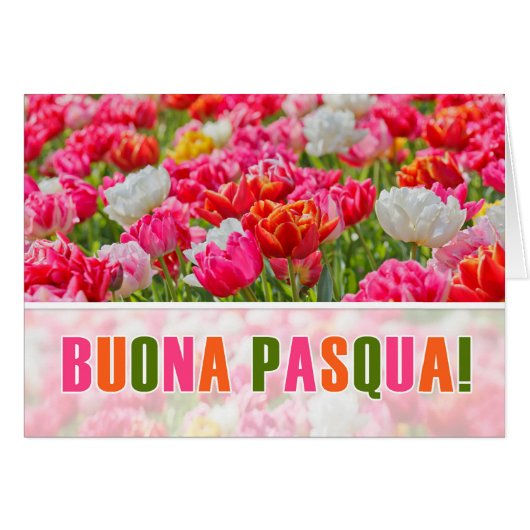 ITALIAANSE Pasen Joyeuses Paques Pink Tulip Garden (Voorkant Horizontaal)
