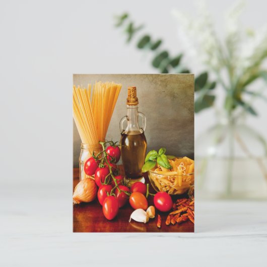 Italiaanse pasta arrabbiata briefkaart (Staand voorkant)