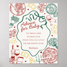 Italiaanse Pasta Baby Shower Advies voor Baby Poster