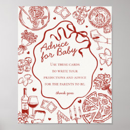 Italiaanse Pasta Baby Shower Advies voor Baby Poster