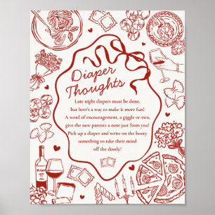Italiaanse Pasta Baby Shower Luiers Denken Spel Poster