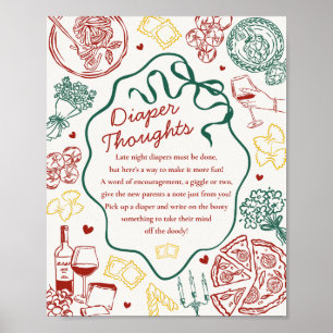 Italiaanse Pasta Baby Shower Luiers Denken Spel Poster