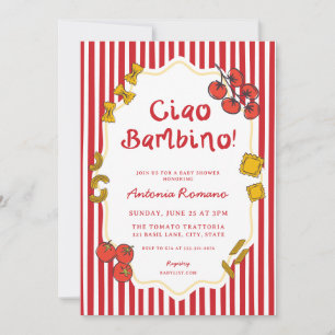 Italiaanse Pasta Ciao Bambino Baby Shower Uitnodig Kaart
