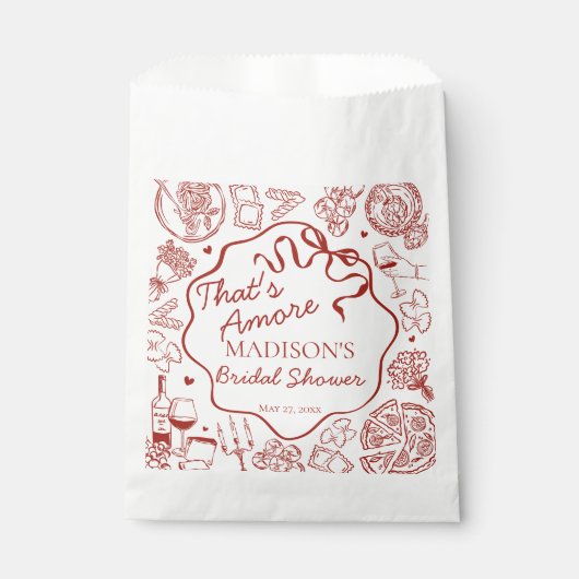 Italiaanse Pasta Dat is Amore Bruidsmeisjesfeest Bedankzakje (Voorkant)