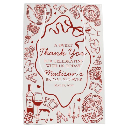 Italiaanse Pasta Dat is Amore Bruiloft Uitnodiging Medium Cadeauzakje (Voorkant)