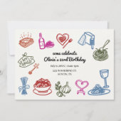 Italiaanse Pasta Party Verjaardag Kleurrijk Kaart (Voorkant)