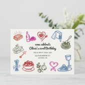 Italiaanse Pasta Party Verjaardag Kleurrijk Kaart (Staand voorkant)