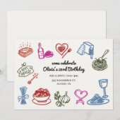 Italiaanse Pasta Party Verjaardag Kleurrijk Kaart (Voorkant / Achterkant)