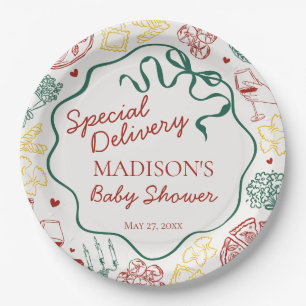 Italiaanse Pasta Speciale Bezorging Baby Shower Papieren Bordje