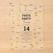 Italiaanse Pasta Vormen & Namen Pasta Making Verja Acryl Uitnodigingen (Voorkant)