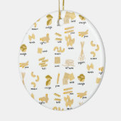 Italiaanse pasta vormen & namen patroon keramisch ornament (Links)