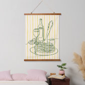 Italiaanse pasta & wijn Keuken Print Hangend Wandkleed (Slaapkamer)