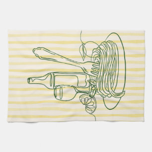 Italiaanse pasta & wijn Keuken Print Theedoek